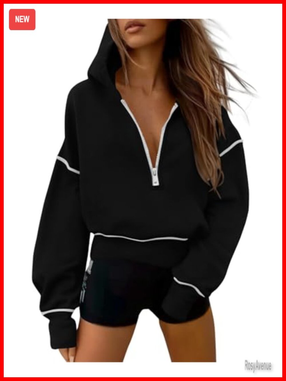 Women's Half Zip Cropped Hoodie Sweatshirt Fleece Lined Pullover